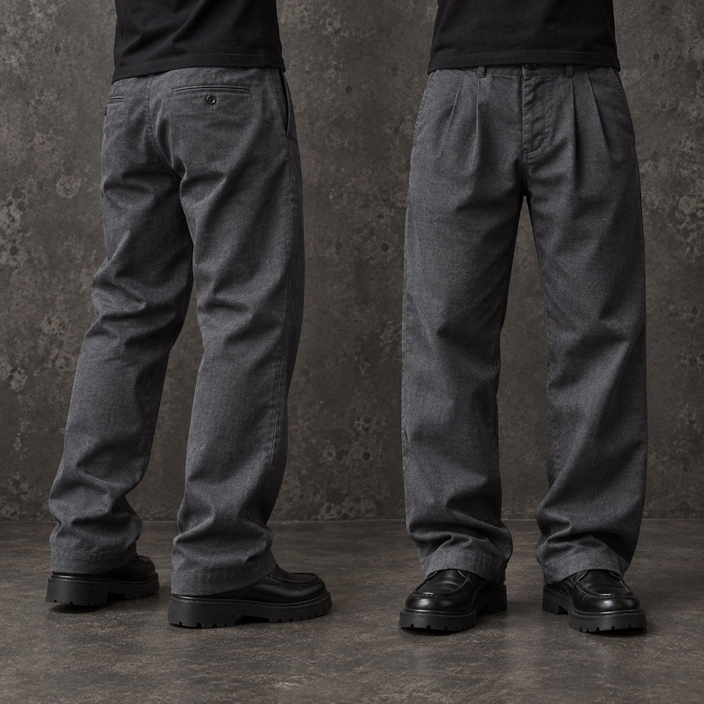 34x30 Grey Straight Wide Leg Dress Pants Y2K Grunge 2000s Vintage